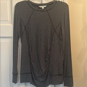 CAbi Black and White Ruched Blouse